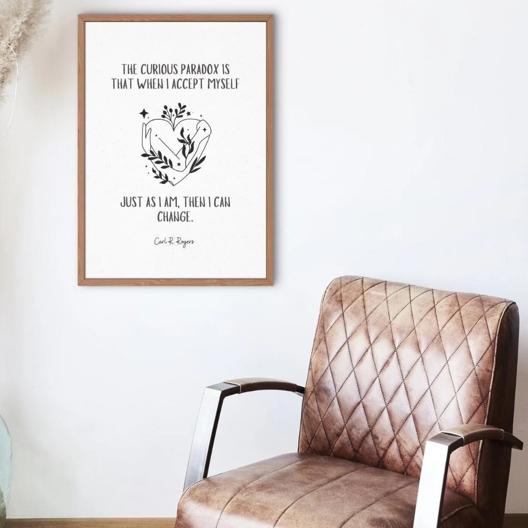 Therapy chair with inspirational quote